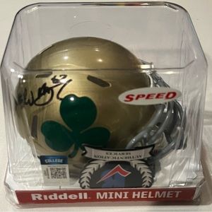 NOTRE DAME SIGNED MICHAEL MAYER #87 MINI SPEED HELMET BECKETT BAS LV RAIDERS